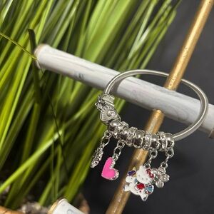Hello Kitty Silver Charm Bracelet with Pink and Red Accents
